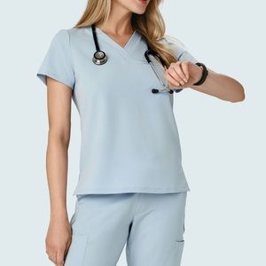 Mandala one pocket scrub top- powder blue